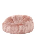Pouf fausse fourrure rose poudr