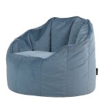 Pouf fauteuil velours bleu minral