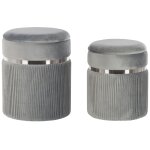 Pouf gris clair velours d36 d31