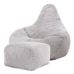 Pouf inclinable avec repose - pied velours ctel gris clair