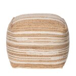 Pouf en jute et laine blanc et gris