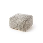 Pouf en laine fait main beige / noir 55x55x30