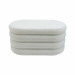 Pouf ovale de rangement en tissu blanc
