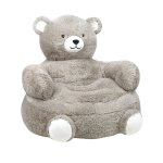 Pouf peluche ours enfant polyester gris 45 x 45