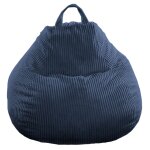 Pouf poire dhoussable velours ctel - 80x70 cm bleu fonc