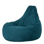 Pouf poire  dossier inclin velours ctel bleu canard
