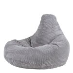 Pouf poire  dossier inclin velours ctel gris clair