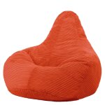 Pouf poire  dossier inclin velours ctel orange terracotta
