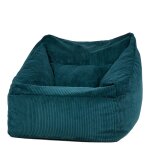Pouf poire fauteuil velours c�tel� bleu canard
