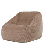 Pouf poire fauteuil velours c�tel� brun moka
