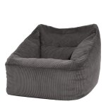 Pouf poire fauteuil velours c�tel� gris anthracite