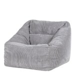 Pouf poire fauteuil velours c�tel� gris clair