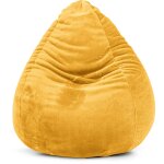 Pouf poire xl d'intrieur fourrure douce moutarde 70x110cm