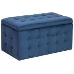 Pouf de rangement velours bleu fonc