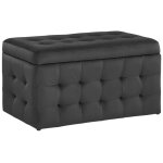 Pouf de rangement velours noir