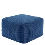 Pouf repose - pieds carré velours côtelé bleu jean Pouf repose - pieds carré velours côtelé bleu jean