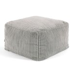 Pouf repose - pieds carr� velours c�tel� gris clair