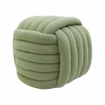 Pouf repose - pieds moderne en forme de pelote en tissu vert fonc�