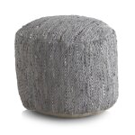 Pouf rond en cuir et coton 45 diam. x 35 cm Pouf rond en cuir et coton 45 diam. x 35 cm