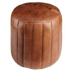 Pouf rond en cuir marron Pouf rond en cuir marron