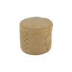 Pouf rond aux motifs brodés en coton marron camel Pouf rond aux motifs brodés en coton marron camel