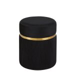 Pouf rond noir et dor�