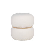 Pouf rond en tissu bouclette �38cm - blanc
