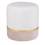Pouf rond en velours écru et doré Pouf rond en velours écru et doré