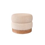 Pouf en teck massif et tissu bouclette 55 cm Pouf en teck massif et tissu bouclette 55 cm