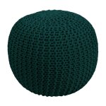 Pouf tricot rond en coton vert sapin d40 cm