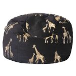 Pouf en velours noir avec girafes brodes