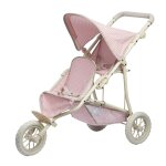 Poussette double jogging pour poupe, 75cm, rose / gris