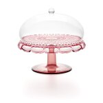 Prsentoir  gteau avec cloche en acrylique biologique rose