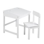 Pupitre enfant avec chaise et rangement en bois blanc
