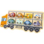 Puzzle camion porte - voitures 8 pcs en bois beige 35x16x3 cm