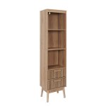 Rangement colonne 3 etagres 2 tiroirs effet bois avec tasseaux