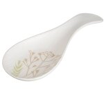 Repose cuillre en cramique blanche motif herbes