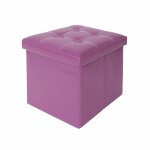 Repose - pieds coffre de rangement 30x30x30 en similicuir violet