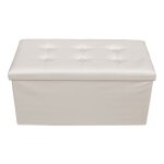 Repose - pieds coffre de rangement avec couvercle en similicuir beige Repose - pieds coffre de rangement avec couvercle en similicuir beige