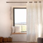 Rideau 100% coton à carreaux beige lourmarin beige 140x260 cm Rideau 100% coton à carreaux beige lourmarin beige 140x260 cm