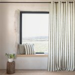 Rideau 100% coton larges rayures lourmarin kaki 140x260 cm Rideau 100% coton larges rayures lourmarin kaki 140x260 cm