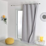 Rideau 100% occultant thermique phonique polyester gris clair 135x260 Rideau 100% occultant thermique phonique polyester gris clair 135x260