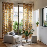 Rideau en coton jaune 145x270 cm Rideau en coton jaune 145x270 cm