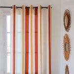 Rideau en coton orange et jaune 176x250
