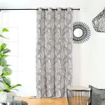 Rideau aux feuilles stylises polyester / jacquard beige 140x260 cm