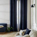 Rideau � galon fronceur en bouclette bleu cr�pusculaire 136x350 cm
