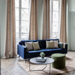 Rideau � galon fronceur en bouclette calcaire 136x350 cm