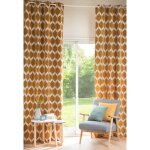 Rideau  ?illets jaune moutarde et blanc  l'unit 140x300