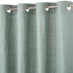 Rideau à ?illets en lin lavé vert de gris à l'unité 130x300 Rideau à ?illets en lin lavé vert de gris à l'unité 130x300