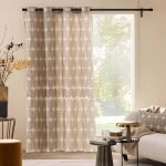 Rideau � ?illets en polycoton avec motif m�tallis� coton noir 140 x